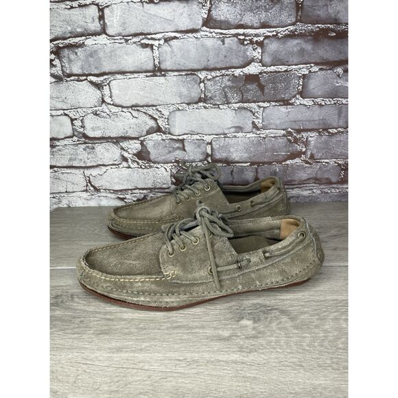 FRYE Mason Tie Moc Camp Taupe Suede Leather Boat Shoes Men Sz 12M US/45EU 80471 main image 6